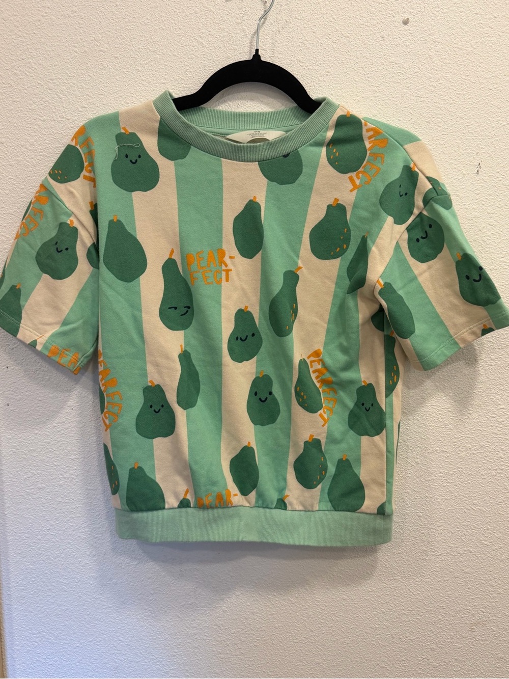 H&M Green & Cream Pear-Print Short Sleeve Top